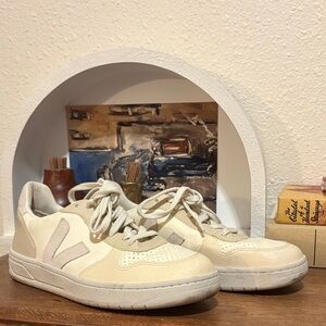 Veja Cream and Tan Sneakers